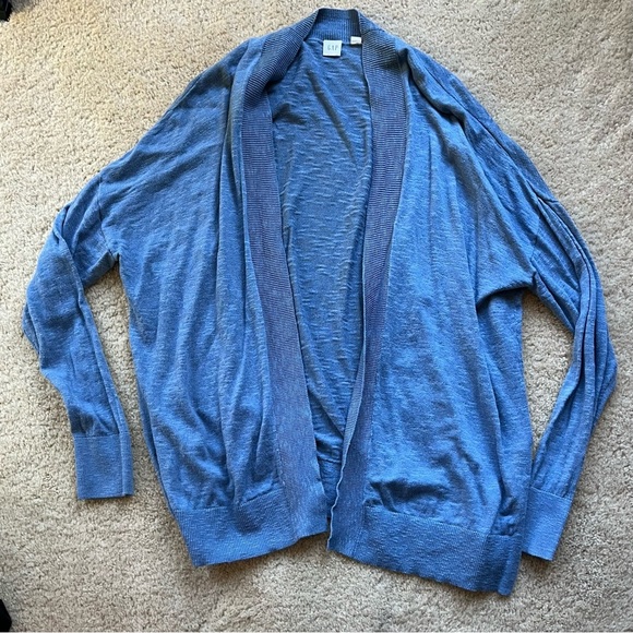 Lot of 2 Gap Factory Women's Open Front Slub Knit Cardigans - L - Black & Blue - Picture 7 of 9